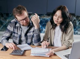 couple looking at their bills